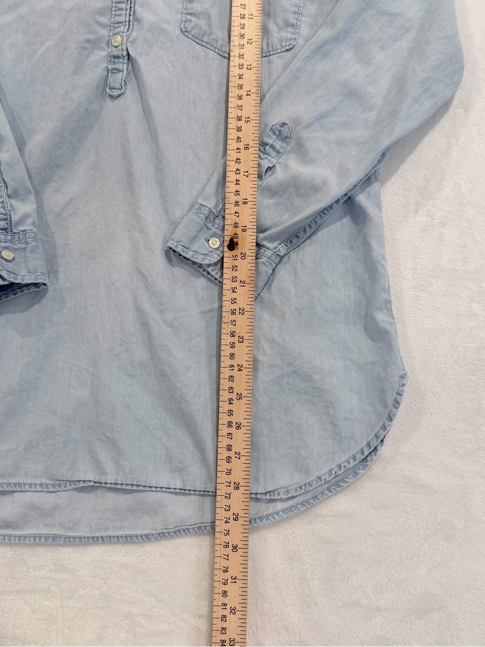 Lucky Brand Light Wash Chambray Popover Shirt Medium - Picture 6 of 8